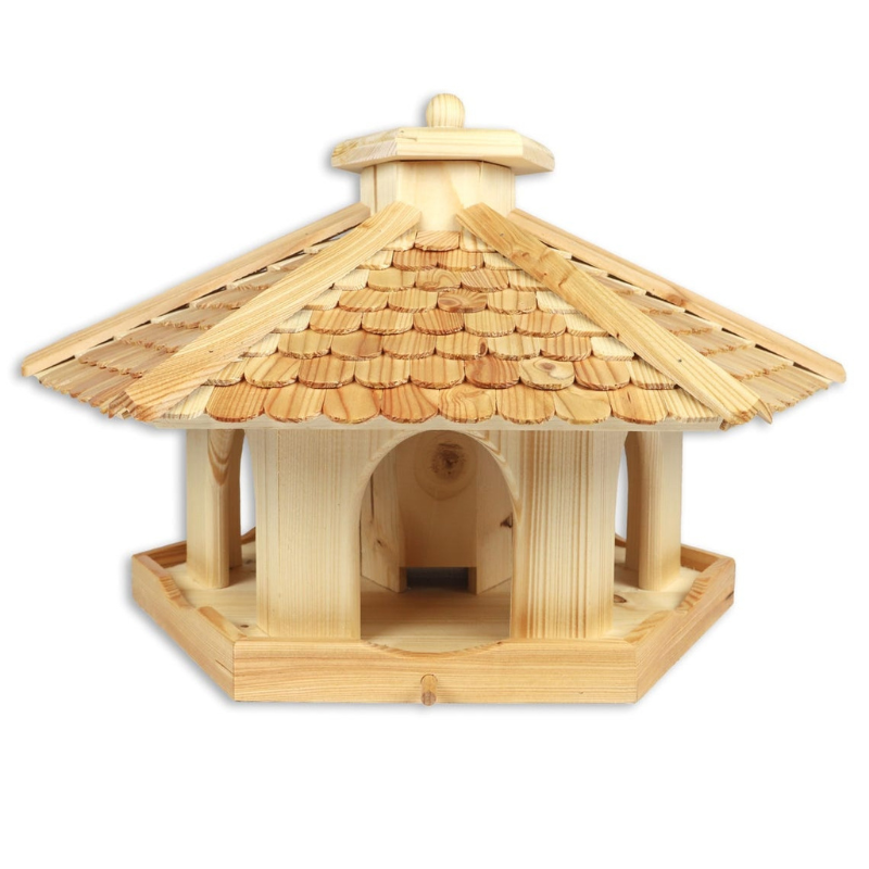 Vogelhaus aus Lärchenholz mit Stand