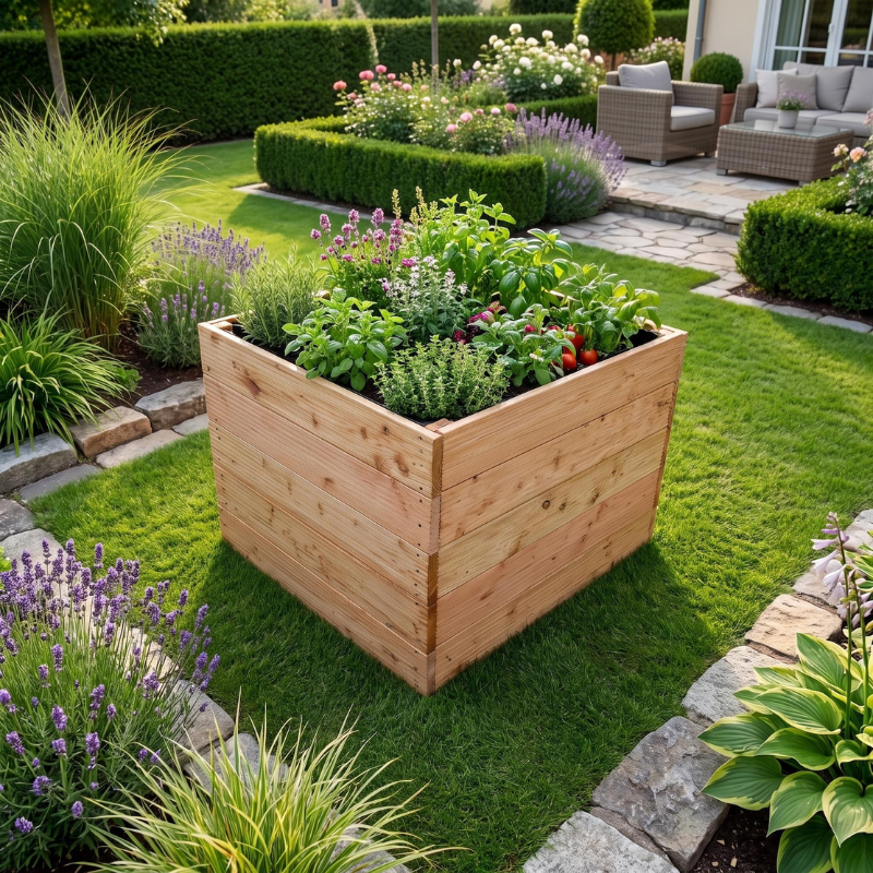 Hochbeet aus Massivholz für Garten und Terrasse
